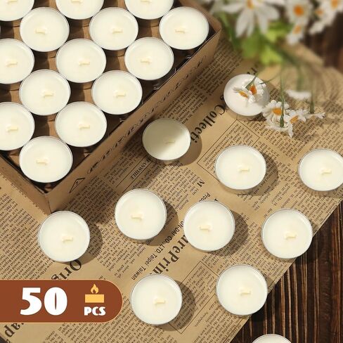 Soy Tea Lights Candles 100 Pack,4 Hours Long Burning-Natural Soy Wax Tealights Candles,Paraffin-Free,Unscented,Clean Burn Tea Lights Votive Candle Bulk for Weddings,Dinner in Saudi Arabia