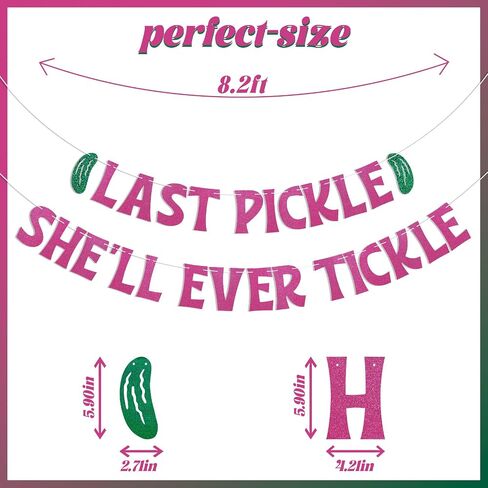 Last Pickle She'll Ever Tickle Banner - She Found Hre Match Sign, Funny Pickle Wedding Bridal Shower Bachelorette Party Decorations Gold Glitter in Saudi Arabia