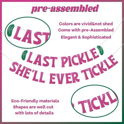 Last Pickle She'll Ever Tickle Banner - She Found Hre Match Sign, Funny Pickle Wedding Bridal Shower Bachelorette Party Decorations Gold Glitter in Saudi Arabia