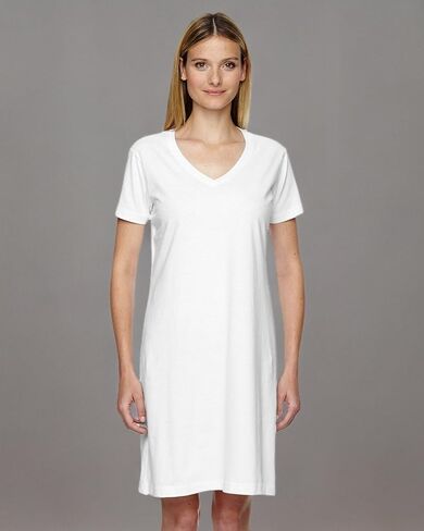 LAT Ladies 100% Cotton Jersey Short Sleeve V-Neck Swim Cover-up Dress (3522) in Saudi Arabia