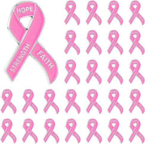 Ecally 50 Pcs Breast Cancer Awareness Pins Pink Ribbon Dove Pins Fight Breast Cancer Awareness Pins for Charity Public Recognition Survivor Campaign in Kuwait