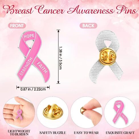 Ecally 50 Pcs Breast Cancer Awareness Pins Pink Ribbon Dove Pins Fight Breast Cancer Awareness Pins for Charity Public Recognition Survivor Campaign in Kuwait