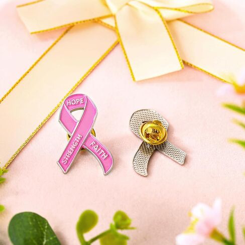 Ecally 50 Pcs Breast Cancer Awareness Pins Pink Ribbon Dove Pins Fight Breast Cancer Awareness Pins for Charity Public Recognition Survivor Campaign in Kuwait