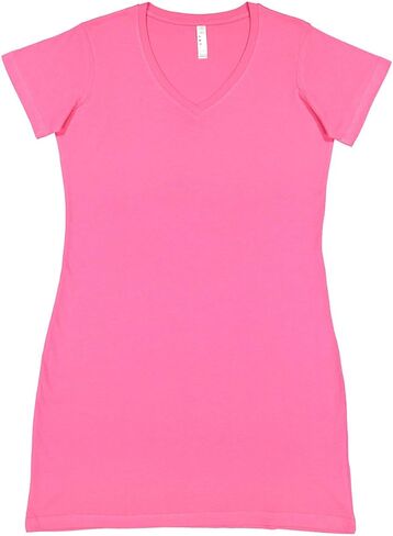LAT Ladies 100% Cotton Jersey Short Sleeve V-Neck Swim Cover-up Dress (3522) in Saudi Arabia