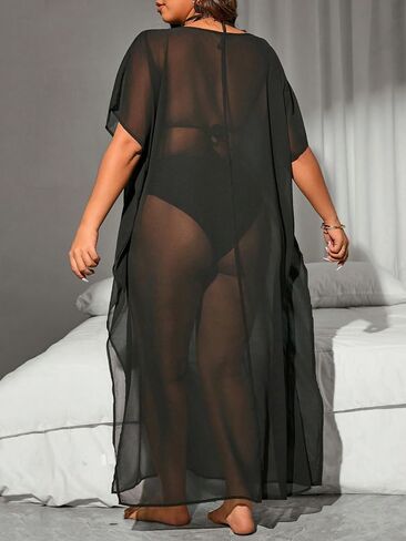 Floerns Women's Plus Size One One One Corte Mesh Mesh Drited Wroose Coverup Dress in Saudi Arabia