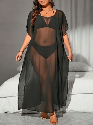 Floerns Women's Plus Size One One One Corte Mesh Mesh Drited Wroose Coverup Dress in Saudi Arabia