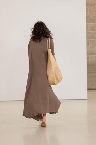 Gottex Womens Beach Life Button Arty Cover Up Kaftan Style Maxi Dress مع الأكمام القصيرة المريحة المريحة السباحة الأساسية in Saudi Arabia