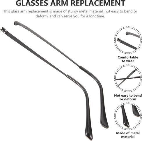 NOLITOY Metal Glasses Replacement Temple, Eyeglass Arms Legs Replacement, Universal Eyeglasses Arms Legs, DIY Temples for Glasses Sunglasses(1 Pair, Black) in Saudi Arabia