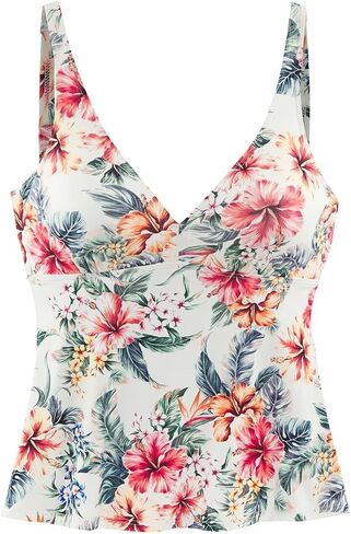 LASCANA Women's Tropical Print Underwire Tankini Swimsuit Top in Saudi Arabia