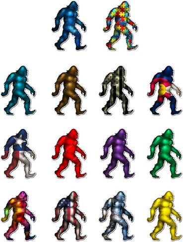 Decals by Haley Brown 12-inch Sasquatch Bigfoot Sticker - Decal Sticker for Car, Truck, Bumper - 3M Vinyl Decal for Vehicle, Indoor/Outdoor Use Sticker, Patriotic Yeti Design in Saudi Arabia