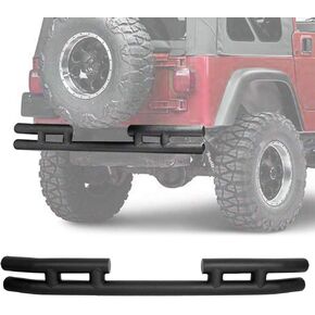 ECOTRIC Tubular Rear Bumper Compatible with 2007-2018 Jeep Wrangler JK W/ 2" Hitch Receiver Steel Rock Crawler Textured Black in Saudi Arabia