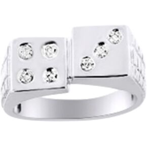Rylos Diamond Ring Sterling Silver أو Gold Gold مطلي بالفضة Lucky 7 Dice Ring Craps in Kuwait