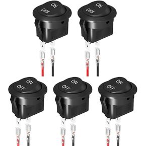 5PCS Round Rocker Switches, SPST Switch Block Holder with Harness 20mm 12V 2-Pin Waterproof Round Button Switch, Universal for Car, Stereo, Marine Boat, Automotive RV (Black) in Kuwait