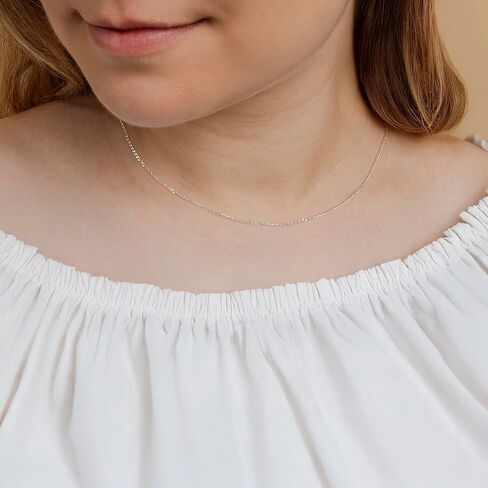 Amberta Solid 925 Sterling Silver Chain للنساء الرجال | فائقة الرقيقة الرقيقة وربط المربع القوي كبح سنغافورة ثعبان الأفعى قلادة رقيقة 12/18/20/22/24 بوصة in Saudi Arabia