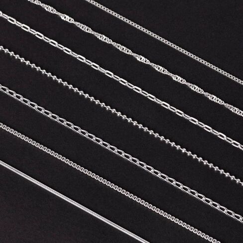 Amberta Solid 925 Sterling Silver Chain للنساء الرجال | فائقة الرقيقة الرقيقة وربط المربع القوي كبح سنغافورة ثعبان الأفعى قلادة رقيقة 12/18/20/22/24 بوصة in Kuwait