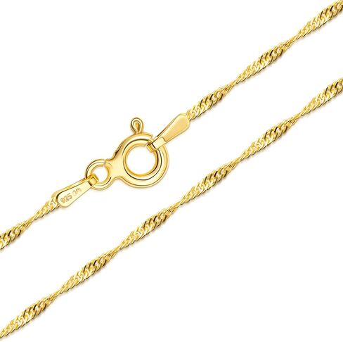 Amberta Solid 925 Sterling Silver Chain للنساء الرجال | فائقة الرقيقة الرقيقة وربط المربع القوي كبح سنغافورة ثعبان الأفعى قلادة رقيقة 12/18/20/22/24 بوصة in Kuwait