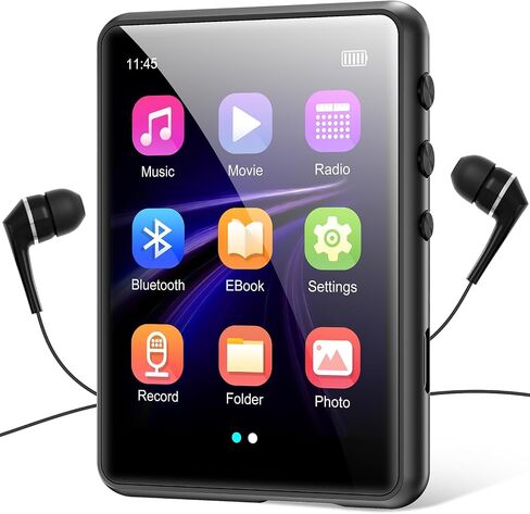 128GB MP3 Player with Bluetooth 5.3, HiFi Sound, HD Speaker, FM Radio, Voice Recorder, E-Book, 2.4" Full Touchscreen, Portable Music Player for Sports (Earphones Included) in Saudi Arabia