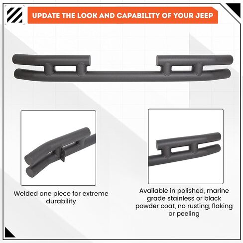 ECOTRIC Tubular Rear Bumper Compatible with 2007-2018 Jeep Wrangler JK W/ 2" Hitch Receiver Steel Rock Crawler Textured Black in Saudi Arabia