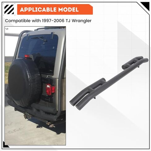 ECOTRIC Tubular Rear Bumper Compatible with 2007-2018 Jeep Wrangler JK W/ 2" Hitch Receiver Steel Rock Crawler Textured Black in Saudi Arabia