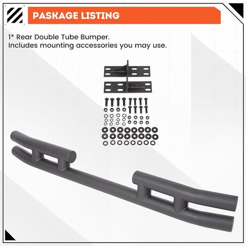 ECOTRIC Tubular Rear Bumper Compatible with 2007-2018 Jeep Wrangler JK W/ 2" Hitch Receiver Steel Rock Crawler Textured Black in Saudi Arabia