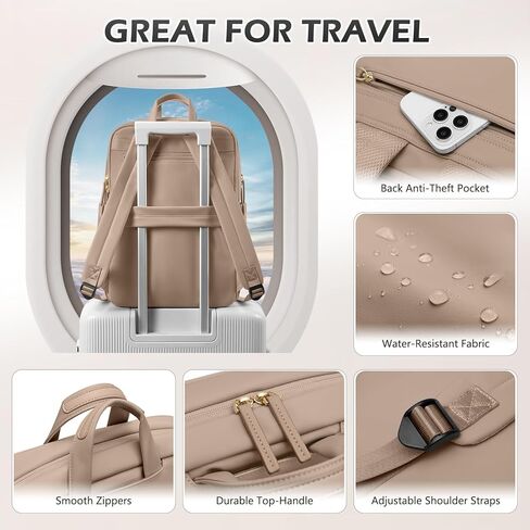 Slim Laptop Backpack for Women, Lightweight Business Backpack for Women Computer Bag Purse for Commuting, Fit 16 Inch, Black in Kuwait