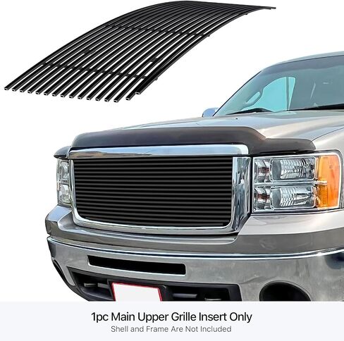 APS Compatible with GMC Sierra 1500 2007-2013 & 07-10 Sierra Denali New Body Main Upper Stainless Steel SS Black Vertical Billet Front Grill Grille Insert S18-H57466G in Saudi Arabia