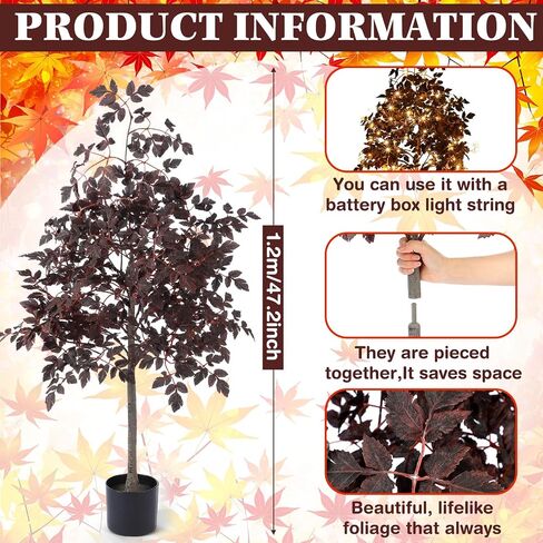 4ft الخريف البرقوق cimicifuga شجرة البذور الشكر الاصطناعي ficus ورقة الشجرة ديكور الخريف ديكور الصعود للحفل in Kuwait