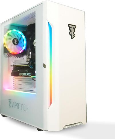 كمبيوتر ألعاب ViprTech Rebel 4.0 - AMD Ryzen 7 (4.1 جيجا هرتز Turbo)، RTX 4060 8 جيجا، 32 جيجا DDR4 3200، 1 تيرابايت NVMe SSD، VR-Ready، Streaming، WiFi BT، RGB، Win 11 Pro، كمبيوتر مكتبي مُصمم مسبقًا باللون الأسود in Saudi Arabia