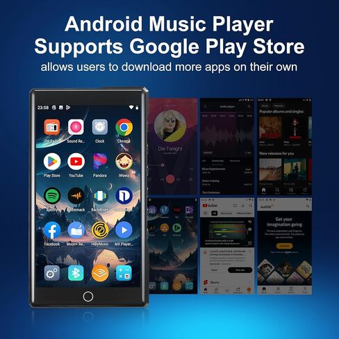 مشغل MP3/MP4 سعة 80 جيجابايت، بلوتوث/WiFi/3.5 مم جاك سماعة رأس 4.0 بوصة FHD تعمل باللمس مع مشغل موسيقى Spotify Audible Android مع مكبر صوت/مسجل صوت وراديو FM حتى 512 جيجابايت قابلة للتوسيع in Saudi Arabia