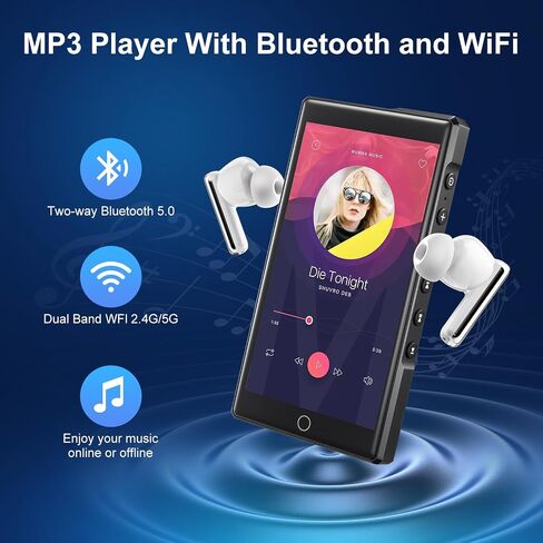 مشغل MP3/MP4 سعة 80 جيجابايت، بلوتوث/WiFi/3.5 مم جاك سماعة رأس 4.0 بوصة FHD تعمل باللمس مع مشغل موسيقى Spotify Audible Android مع مكبر صوت/مسجل صوت وراديو FM حتى 512 جيجابايت قابلة للتوسيع in Saudi Arabia