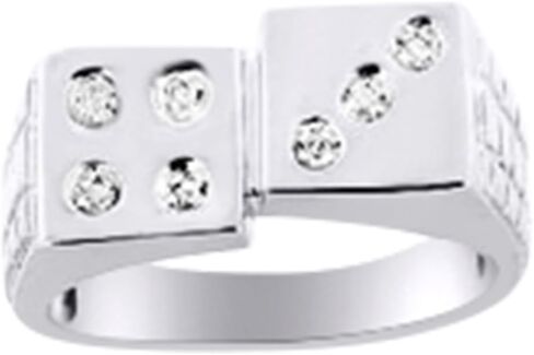 Rylos Diamond Ring Sterling Silver أو Gold Gold مطلي بالفضة Lucky 7 Dice Ring Craps in Kuwait