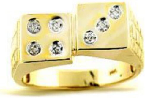 Rylos Diamond Ring Sterling Silver أو Gold Gold مطلي بالفضة Lucky 7 Dice Ring Craps in Kuwait