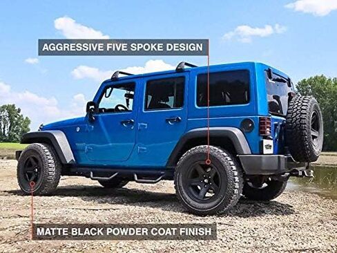 ماموث بولدر العجلة السوداء غير اللامع. 17x9 ؛ -6 مم إزاحة متوافقة مع 07-18 Jeep Wrangler JK in Kuwait