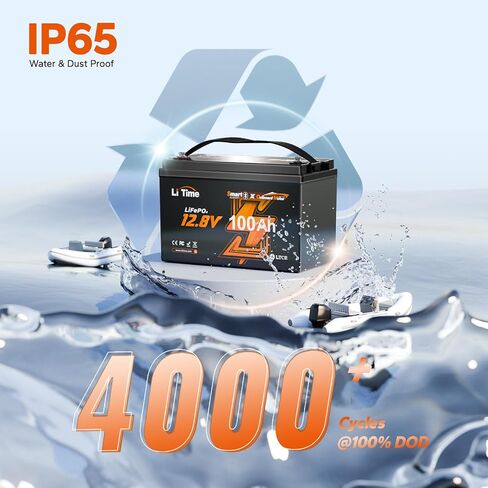 Litime 12V 100ah OBM Bluetooth LifePo4 بطارية مع حماية منخفضة الإيقاع ، مجموعة 31 بطارية الليثيوم ، 100A BMS ، كحد أقصى. 15000 دورة ، مثالية للتصيد المحركات ، RVs ، القارب ، البحرية ، خارج الشبكة in Kuwait