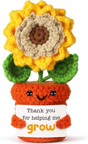 Thank You Gifts for Women, Positive Sunflower Appreciation Gifts for Teacher Boss Coworker Mentor Employee Friend, Back to School Gift Small Handmade Crochet Sunflower, Thank You for Helping Me Grow in Kuwait