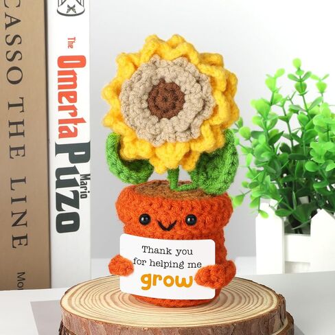 Thank You Gifts for Women, Positive Sunflower Appreciation Gifts for Teacher Boss Coworker Mentor Employee Friend, Back to School Gift Small Handmade Crochet Sunflower, Thank You for Helping Me Grow in Kuwait