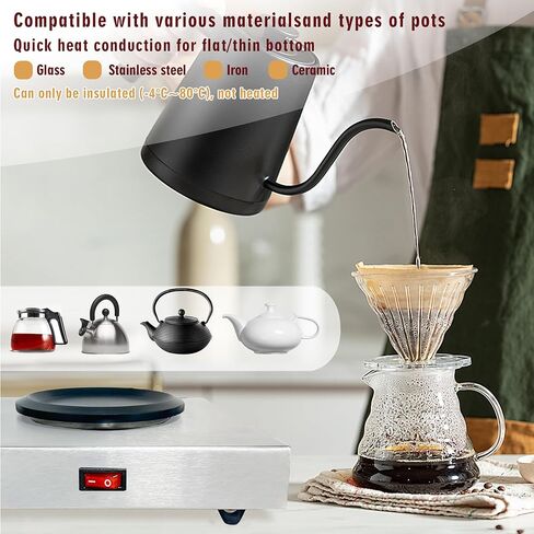 Commercial Double Coffee Carafe Warmer, Stainless Steel, 2 Burners Decanter Warmer Plate,Suitable for Café, Break Room, Buffet, Event and Commercial Use in Kuwait