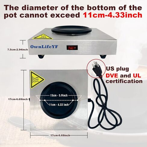 Commercial Double Coffee Carafe Warmer, Stainless Steel, 2 Burners Decanter Warmer Plate,Suitable for Café, Break Room, Buffet, Event and Commercial Use in Kuwait