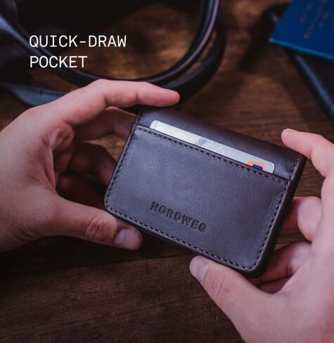 Leather Wallet for Apple AirTag NW041I – Slim Front Pocket Bifold – Handmade in Brazil – Full-Grain Leather – Holds Cards & Cash – Gift for Men – Minimalist Travel Wallet - Black in Saudi Arabia