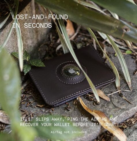 Leather Wallet for Apple AirTag NW041I – Slim Front Pocket Bifold – Handmade in Brazil – Full-Grain Leather – Holds Cards & Cash – Gift for Men – Minimalist Travel Wallet - Black in Saudi Arabia