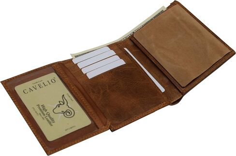 RFID Blocking Genuine Leather Badge Holder Bifold Wallet USA Series (Tan) in Kuwait