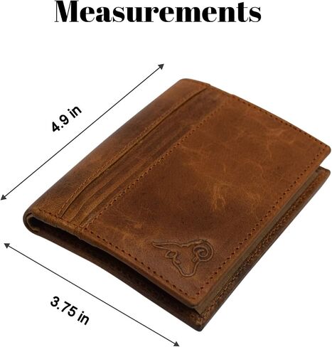 RFID Blocking Genuine Leather Badge Holder Bifold Wallet USA Series (Tan) in Kuwait