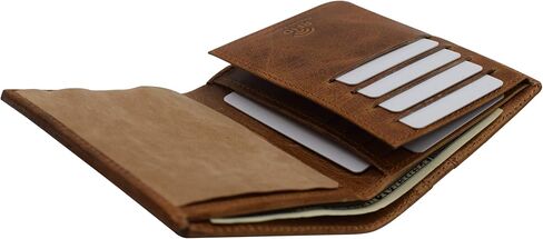 RFID Blocking Genuine Leather Badge Holder Bifold Wallet USA Series (Tan) in Kuwait