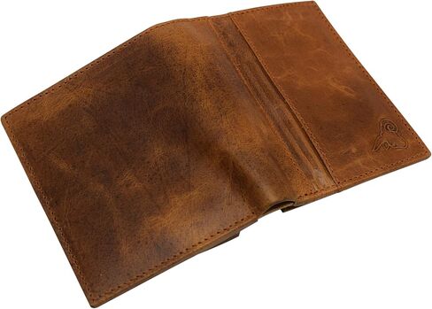 RFID Blocking Genuine Leather Badge Holder Bifold Wallet USA Series (Tan) in Kuwait