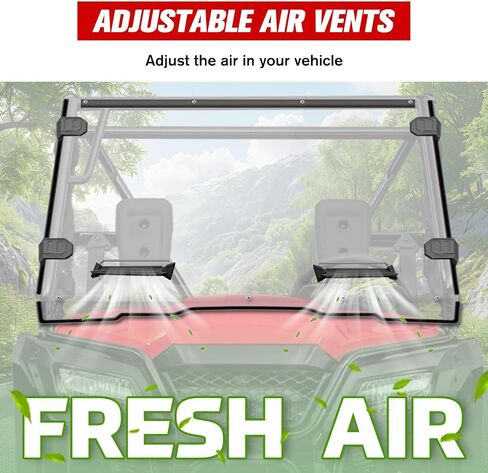 Front Full Windshield for Honda Pioneer 520 500, Dustproof Scratch Resistant Adjustable Vents Clear PC Windscreen for Pioneer 520 2021-2023 2025/ Pioneer 500 2015-2023 Accessories in Saudi Arabia