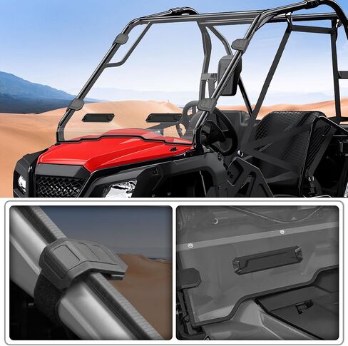 Front Full Windshield for Honda Pioneer 520 500, Dustproof Scratch Resistant Adjustable Vents Clear PC Windscreen for Pioneer 520 2021-2023 2025/ Pioneer 500 2015-2023 Accessories in Saudi Arabia