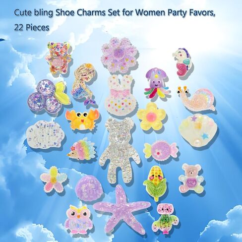 سحر أحذية لطيف بلينغ مجموعة لصالح الحفلات ، 22 قطعة ملحقات زخرفية للحيوانات اللطيفة للثبات والصنادل in Kuwait