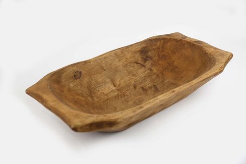 Rustic Deep Wooden Dough Bowl with Handles-Trencher-Batea-Wooden Doughboard-Doughbowl-9-10W x 18-19L-Choice of Colors (Natural) in Saudi Arabia