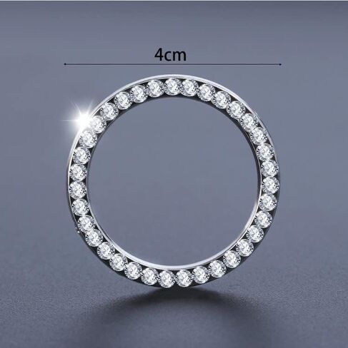 Car Start Button Decor Bling Ring Sticker, Crystal Rhinestone Emblem, Car Accessories for Women, Knob Ring, Interior Glam Car Accessory (Silver) in Saudi Arabia