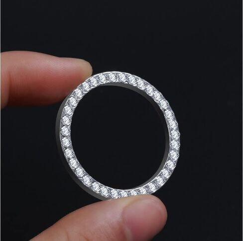 Car Start Button Decor Bling Ring Sticker, Crystal Rhinestone Emblem, Car Accessories for Women, Knob Ring, Interior Glam Car Accessory (Silver) in Saudi Arabia